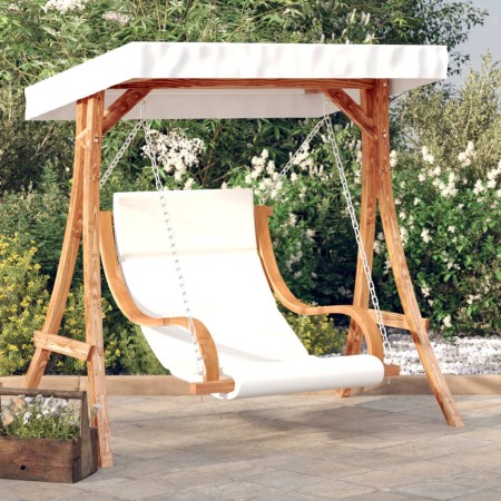 Swing with cushion and awning in solid fir wood by vidaXL, Garden rockers - Ref: Foro24-3200629, Price: 344,99 €, Discount: %