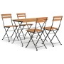 Folding café furniture set, 5 pieces, solid acacia wood and steel. by vidaXL, Garden sets - Ref: Foro24-3152098, Price: 240,6...