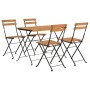 Folding café furniture set, 5 pieces, solid acacia wood and steel. by vidaXL, Garden sets - Ref: Foro24-3152098, Price: 240,6...