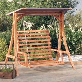 Swing bench with awning solid fir wood with teak finish by vidaXL, Garden rockers - Ref: Foro24-3200622, Price: 360,99 €, Dis...