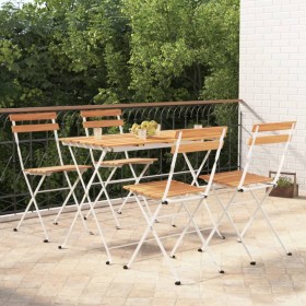 Folding café furniture set, 5 pieces, solid acacia wood and steel. by vidaXL, Garden sets - Ref: Foro24-3152100, Price: 210,3...