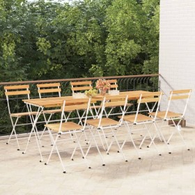 Folding café chairs 8 units steel and solid acacia wood by vidaXL, Garden chairs - Ref: Foro24-3152109, Price: 261,34 €, Disc...