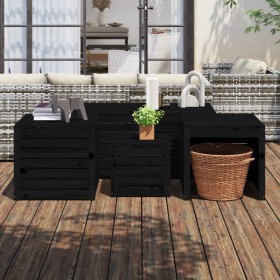 Garden box set 4 pieces solid black pine wood by vidaXL, Outdoor storage boxes - Ref: Foro24-3154670, Price: 303,99 €, Discou...