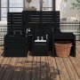 Gartenbox-Set 4-teilig aus massivem schwarzem Kiefernholz von vidaXL, Aufbewahrungsboxen für den Außenbereich - Ref: Foro24-3...