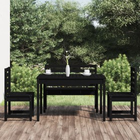 Juego de comedor de jardín 4 piezas madera maciza pino negro de vidaXL, Conjuntos de jardín - Ref: Foro24-3154693, Precio: 27...