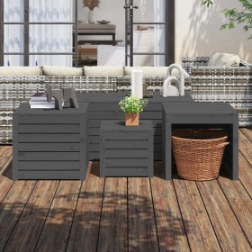 Garden box set 4 pieces solid gray pine wood by vidaXL, Outdoor storage boxes - Ref: Foro24-3154668, Price: 303,56 €, Discoun...