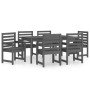 7-piece solid pine wood garden dining set in gray. by vidaXL, Garden sets - Ref: Foro24-3154715, Price: 390,54 €, Discount: %