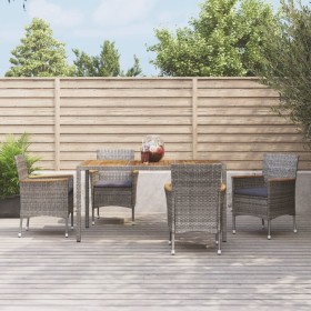 5-teiliges Garten-Essset mit grauen synthetischen Rattankissen von vidaXL, Gartensets - Ref: Foro24-3187366, Preis: 385,25 €,...