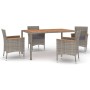 Set comedor de jardín 5 piezas con cojines ratán sintético gris de vidaXL, Conjuntos de jardín - Ref: Foro24-3187366, Precio:...