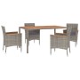 Set comedor de jardín 5 piezas con cojines ratán sintético gris de vidaXL, Conjuntos de jardín - Ref: Foro24-3187366, Precio:...