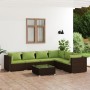 Set muebles de jardín 7 piezas y cojines ratán sintético marrón de vidaXL, Conjuntos de jardín - Ref: Foro24-3101732, Precio:...