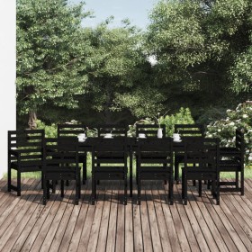 Juego de comedor de jardín 11 piezas madera maciza pino negro de vidaXL, Conjuntos de jardín - Ref: Foro24-3154723, Precio: 6...