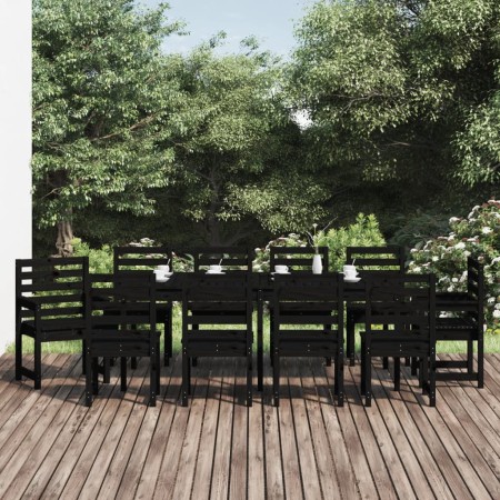 Juego de comedor de jardín 11 piezas madera maciza pino negro de vidaXL, Conjuntos de jardín - Ref: Foro24-3154723, Precio: 6...