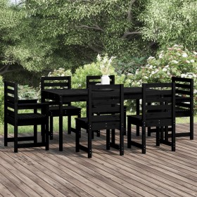 Juego de comedor de jardín 7 piezas madera maciza pino negro de vidaXL, Conjuntos de jardín - Ref: Foro24-3154711, Precio: 37...