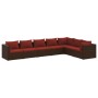 Set muebles de jardín 7 piezas y cojines ratán sintético marrón de vidaXL, Conjuntos de jardín - Ref: Foro24-3101739, Precio:...