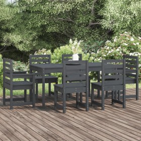 Juego de comedor de jardín 7 piezas madera maciza pino gris de vidaXL, Conjuntos de jardín - Ref: Foro24-3154709, Precio: 380...