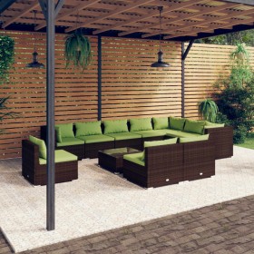 Garden furniture set 11 pieces and brown synthetic rattan cushions by vidaXL, Garden sets - Ref: Foro24-3102604, Price: 942,9...