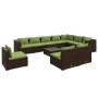 Set muebles de jardín 11 pzas y cojines ratán sintético marrón de vidaXL, Conjuntos de jardín - Ref: Foro24-3102604, Precio: ...