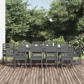 Juego de comedor de jardín 11 piezas madera maciza pino gris de vidaXL, Conjuntos de jardín - Ref: Foro24-3154721, Precio: 57...