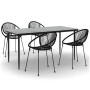 Juego de comedor de jardín 5 piezas ratán PVC negro de vidaXL, Conjuntos de jardín - Ref: Foro24-3156532, Precio: 545,37 €, D...