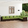 Set muebles de jardín 7 piezas y cojines ratán sintético marrón de vidaXL, Conjuntos de jardín - Ref: Foro24-3101740, Precio:...