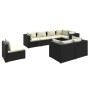 Set de muebles de jardín 8 pzas y cojines ratán sintético negro de vidaXL, Conjuntos de jardín - Ref: Foro24-3102607, Precio:...