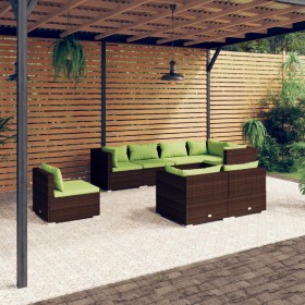 8-teiliges Gartenmöbel-Set und Kissen Kunstrattan braun von vidaXL, Gartensets - Ref: Foro24-3102612, Preis: 778,76 €, Rabatt: %