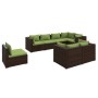 Set muebles de jardín 8 piezas y cojines ratán sintético marrón de vidaXL, Conjuntos de jardín - Ref: Foro24-3102612, Precio:...