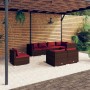 Set muebles de jardín 8 piezas y cojines ratán sintético marrón de vidaXL, Conjuntos de jardín - Ref: Foro24-3102611, Precio:...