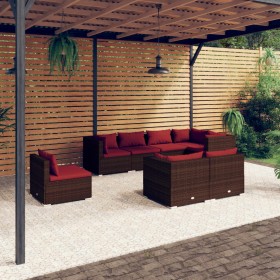 8-teiliges Gartenmöbel-Set und braune synthetische Rattankissen von vidaXL, Gartensets - Ref: Foro24-3102611, Preis: 780,95 €...