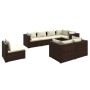 Set muebles de jardín 8 piezas y cojines ratán sintético marrón de vidaXL, Conjuntos de jardín - Ref: Foro24-3102610, Precio:...