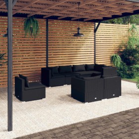 8-teiliges Gartenmöbel-Set und schwarze synthetische Rattankissen von vidaXL, Gartensets - Ref: Foro24-3102608, Preis: 890,92...