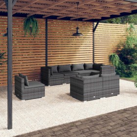 8-teiliges Gartenmöbel-Set und graue synthetische Rattankissen von vidaXL, Gartensets - Ref: Foro24-3102613, Preis: 1,00 €, R...