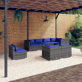 8-piece garden furniture set and gray synthetic rattan cushions by vidaXL, Garden sets - Ref: Foro24-3102614, Price: 689,54 €...