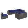 Set de muebles de jardín 8 pzas y cojines ratán sintético gris de vidaXL, Conjuntos de jardín - Ref: Foro24-3102614, Precio: ...