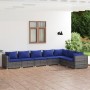 Set aus 7-teiligen Gartensofas und Kissen synthetisches Rattangrau von vidaXL, Gartensets - Ref: Foro24-3101742, Preis: 476,9...