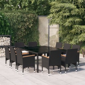 Juego de comedor de jardín 11 piezas ratán sintético negro de vidaXL, Conjuntos de jardín - Ref: Foro24-3058568, Precio: 893,...