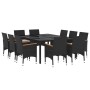 Juego de comedor de jardín 11 piezas ratán sintético negro de vidaXL, Conjuntos de jardín - Ref: Foro24-3058568, Precio: 852,...