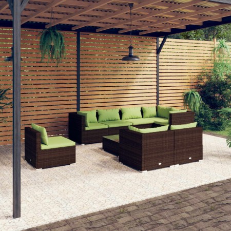 9-teiliges Gartenmöbel-Set und braune synthetische Rattankissen von vidaXL, Gartensets - Ref: Foro24-3102620, Preis: 939,84 €...