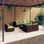 9-teiliges Gartenmöbel-Set und braune synthetische Rattankissen von vidaXL, Gartensets - Ref: Foro24-3102620, Preis: 938,94 €...