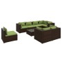 Set muebles de jardín 9 piezas y cojines ratán sintético marrón de vidaXL, Conjuntos de jardín - Ref: Foro24-3102620, Precio:...