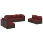 Set muebles de jardín 7 piezas y cojines ratán sintético marrón de vidaXL, Conjuntos de jardín - Ref: Foro24-3102235, Precio:...