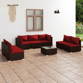 8-teiliges Gartenmöbel-Set und braune synthetische Rattankissen von vidaXL, Gartensets - Ref: Foro24-3102243, Preis: 732,99 €...