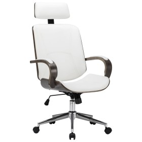 Office chair with synthetic leather headrest and white wood by vidaXL, Office chairs - Ref: Foro24-283135, Price: 182,99 €, D...