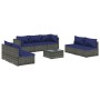 Set de muebles de jardín 8 pzas y cojines ratán sintético gris de vidaXL, Conjuntos de jardín - Ref: Foro24-3102246, Precio: ...