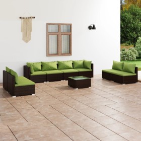 9-teiliges Gartenmöbel-Set und braune synthetische Rattankissen von vidaXL, Gartensets - Ref: Foro24-3102260, Preis: 1,00 €, ...