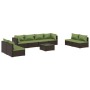 Set muebles de jardín 9 piezas y cojines ratán sintético marrón de vidaXL, Conjuntos de jardín - Ref: Foro24-3102260, Precio:...