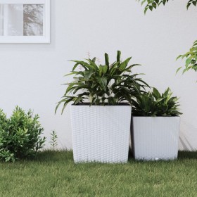 Planter with removable interior PP white rattan 37/64 L by vidaXL, Pots and planters - Ref: Foro24-364683, Price: 50,99 €, Di...