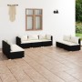 Set de muebles de jardín 7 pzas y cojines ratán sintético negro de vidaXL, Conjuntos de jardín - Ref: Foro24-3102231, Precio:...