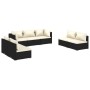 Set de muebles de jardín 7 pzas y cojines ratán sintético negro de vidaXL, Conjuntos de jardín - Ref: Foro24-3102231, Precio:...